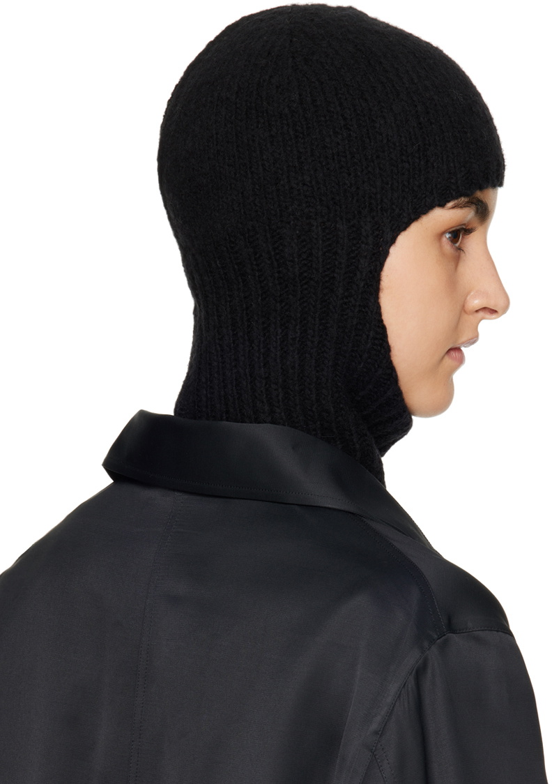 Our Legacy Knitted Balaclava Uomo Nero In Lana In Black Chunky Merino