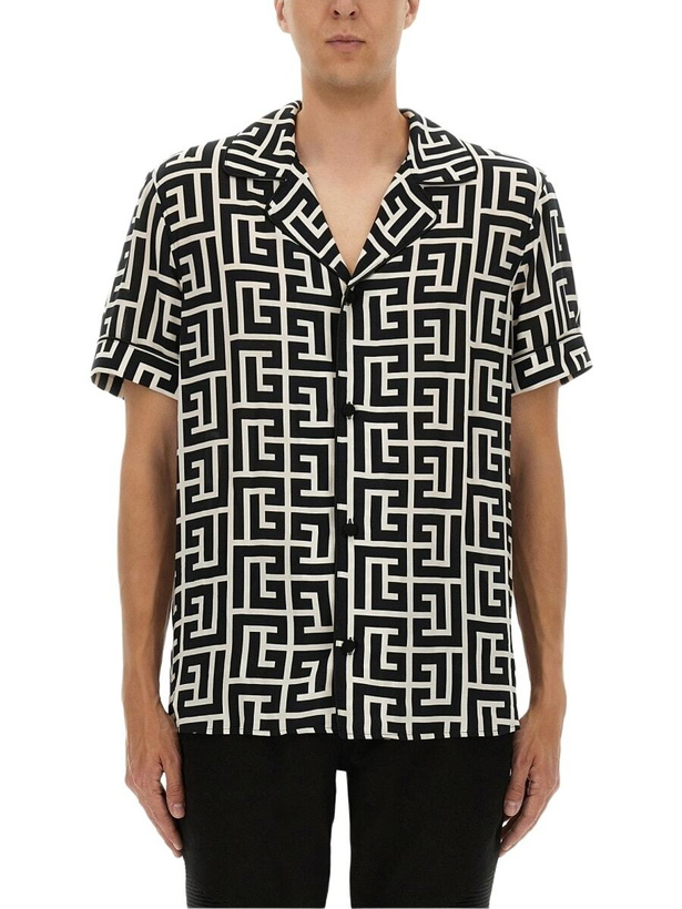 Photo: Balmain Monogram Print Pajama Shirt