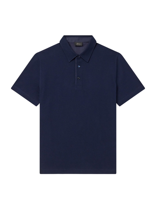 Photo: Brioni - Cotton-Piqué Polo Shirt - Blue