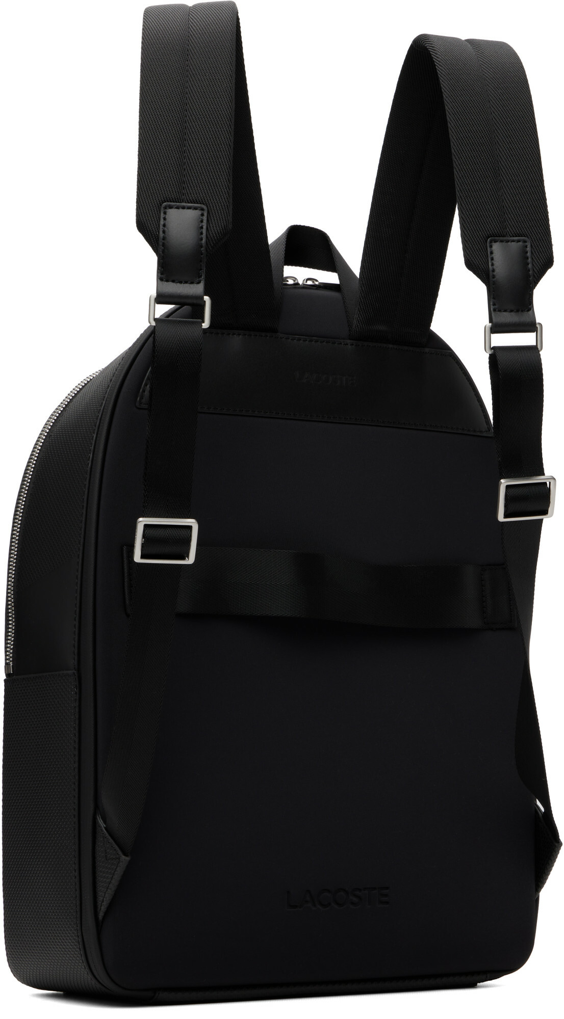 Lacoste Black Chantaco Piqué Leather Backpack