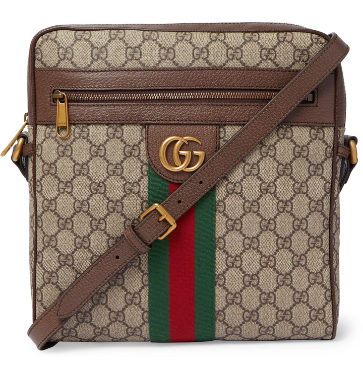 Photo: Gucci - Ophidia Medium Leather-Trimmed Monogrammed Coated-Canvas Messenger Bag - Brown