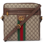 Gucci - Ophidia Medium Leather-Trimmed Monogrammed Coated-Canvas Messenger Bag - Brown