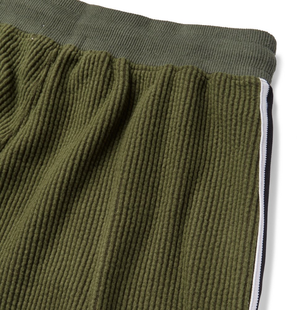 John Elliott Contrast Trimmed Cotton Blend Corduroy Shorts Men Green John Elliott