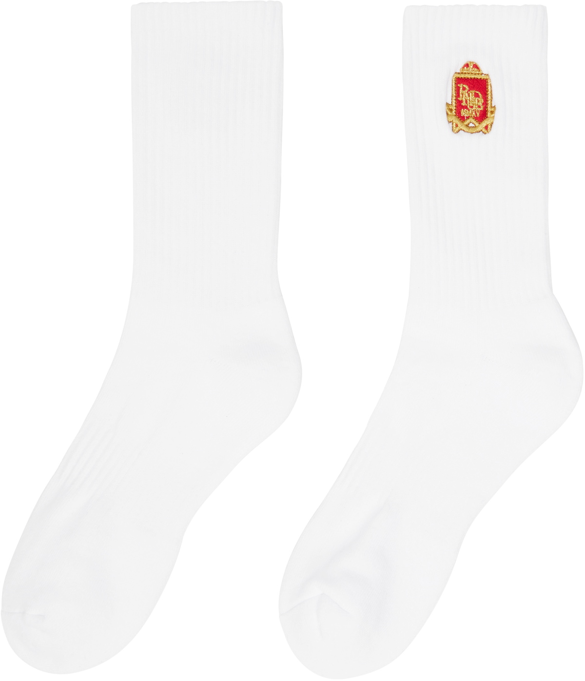 Rhude White Embroidered Chevron Crest Socks