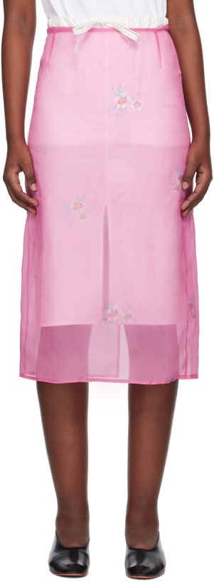 Photo: AO Yes Pink Layered Sheer Print Midi Skirt