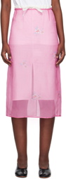 AO Yes Pink Layered Sheer Print Midi Skirt