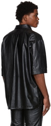 LU'U DAN SSENSE Exclusive Black Faux-Leather Snake 90's Short Sleeve Shirt