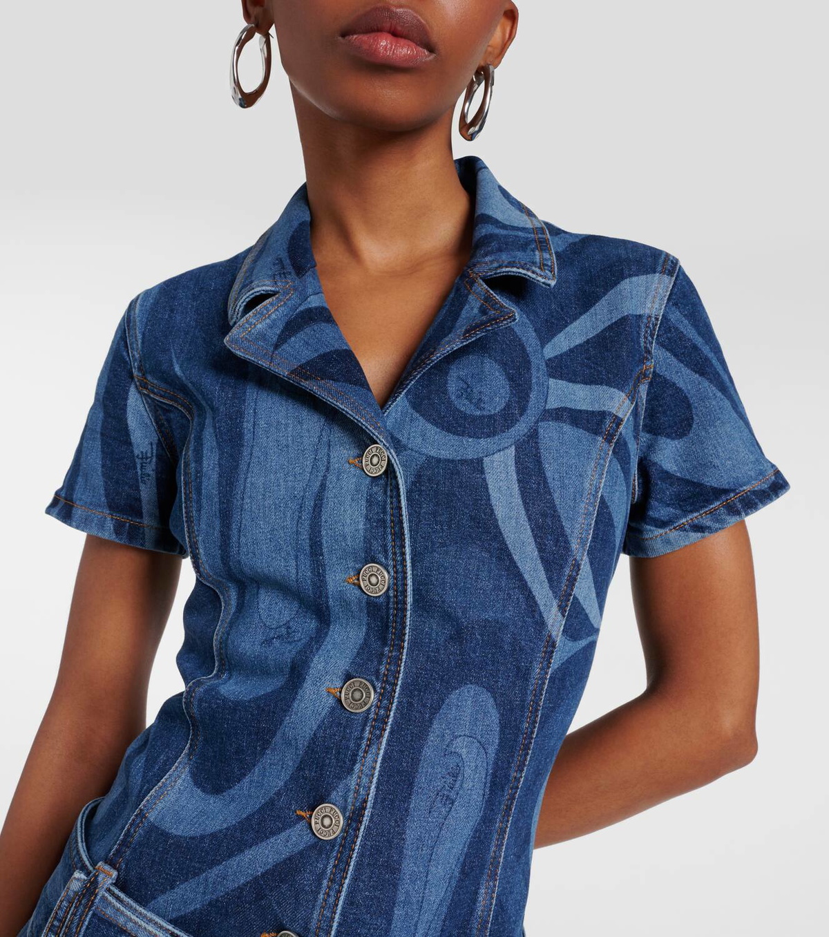 EMILIO PUCCI マルモ ベルト付きデニムジャンプスーツ Pucci Marmo-printed denim jumpsuit Emilio Pucci