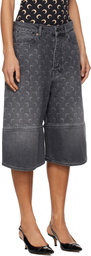Marine Serre Grey Moon Laser Denim Shorts