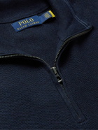 Polo Ralph Lauren - Logo-Embroidered Cotton-Jersey Half-Zip Sweater - Blue