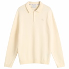 Percival Men's Verso Long Sleeve Knitted Polo in Ecru