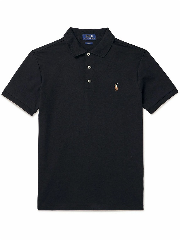 Photo: Polo Ralph Lauren - Slim-Fit Logo-Embroidered Pima Cotton Polo Shirt - Black