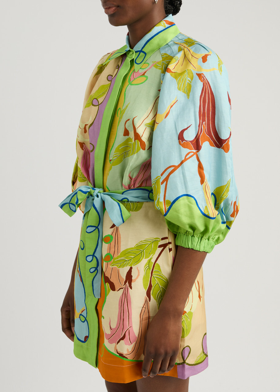 Alemais Rafaela Printed Mini Shirt Dress Multicoloured ALMAIS