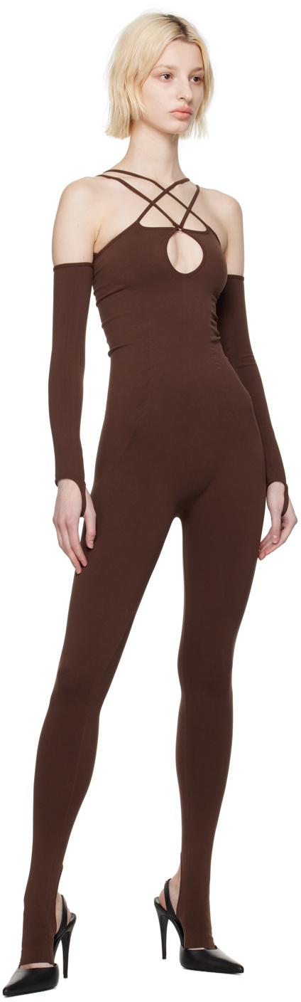ANDREĀDAMO Brown Keyhole Jumpsuit