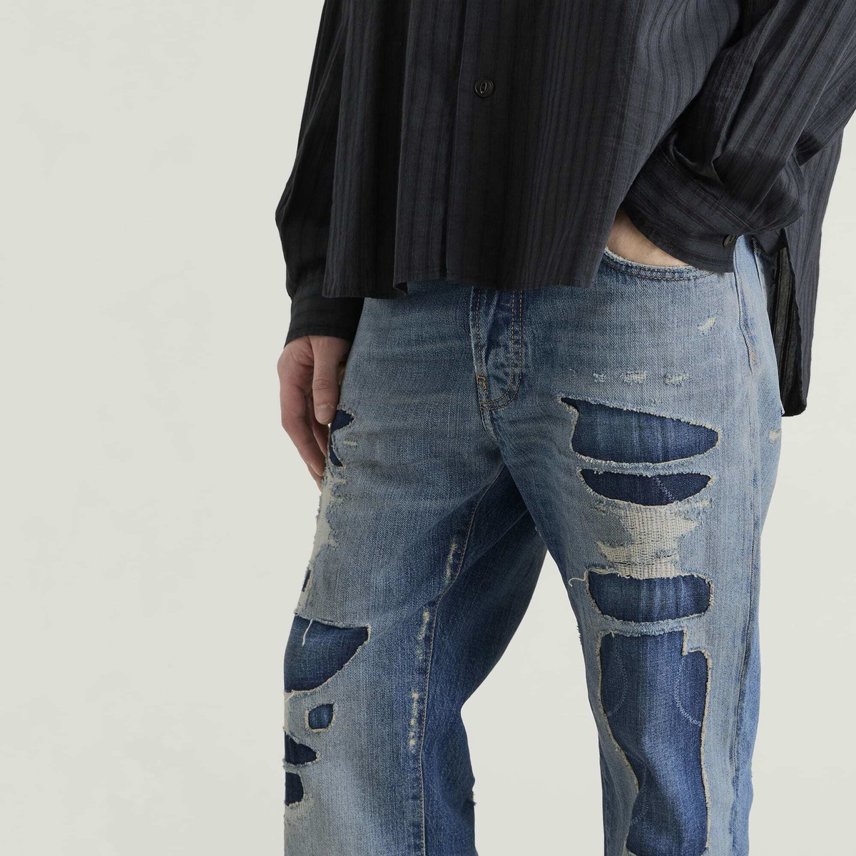 Acne Studios Men's 1996 Blue Map Jeans in Mid Blue