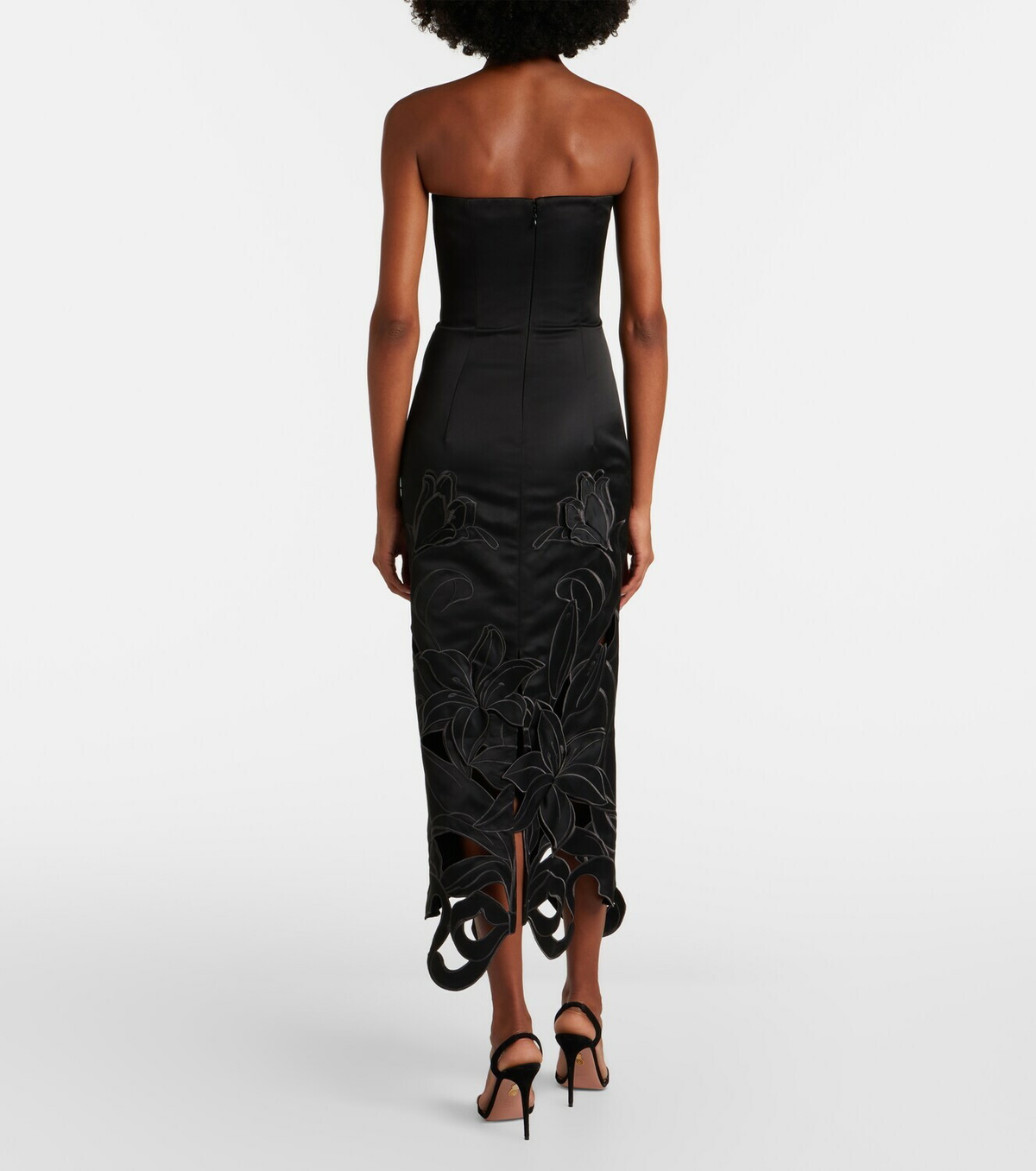 Leo Lin Rayna floral-appliqué bustier gown