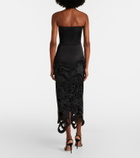 Leo Lin Rayna floral-appliqué bustier gown