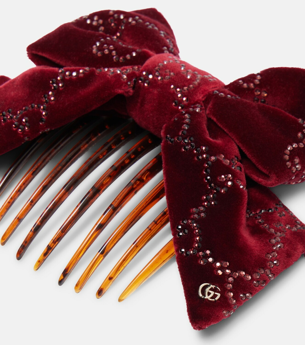 Gucci GG embellished cotton velvet hair comb