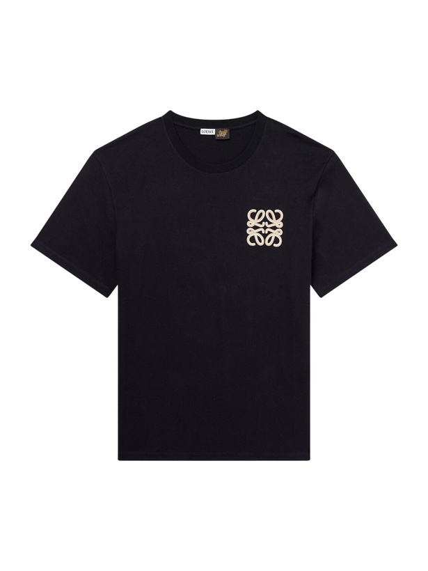 Photo: LOEWE - Paula's Ibiza Logo-Embroidered Cotton T-Shirt - Black