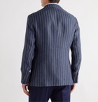 Brunello Cucinelli - Slim-Fit Unstructured Striped Linen Blazer - Blue