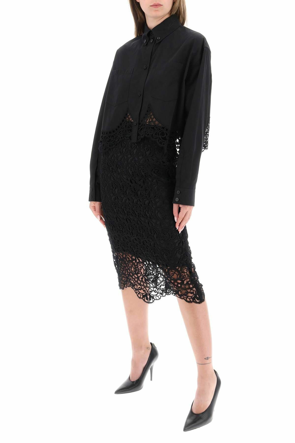 BURBERRY macrame lace pencil skirt Black Burberry