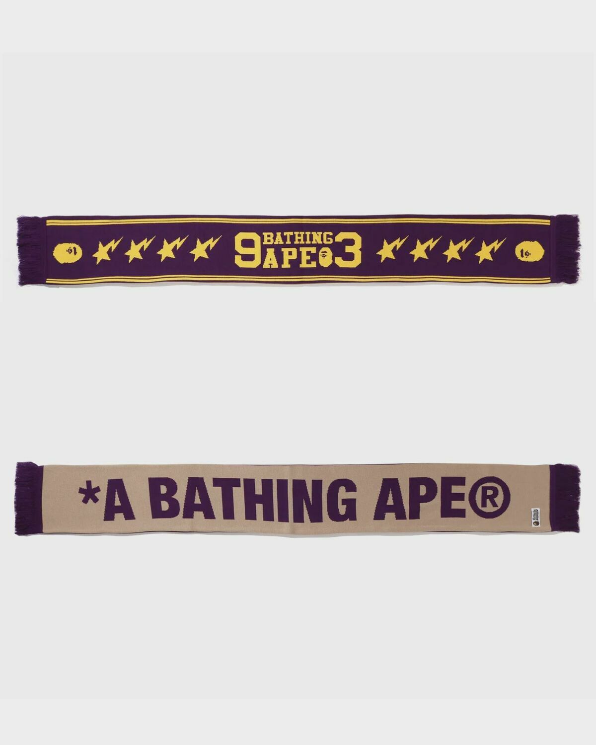 A Bathing Ape JACQUARD BAPE LOGO LONG SCARF Purple Men