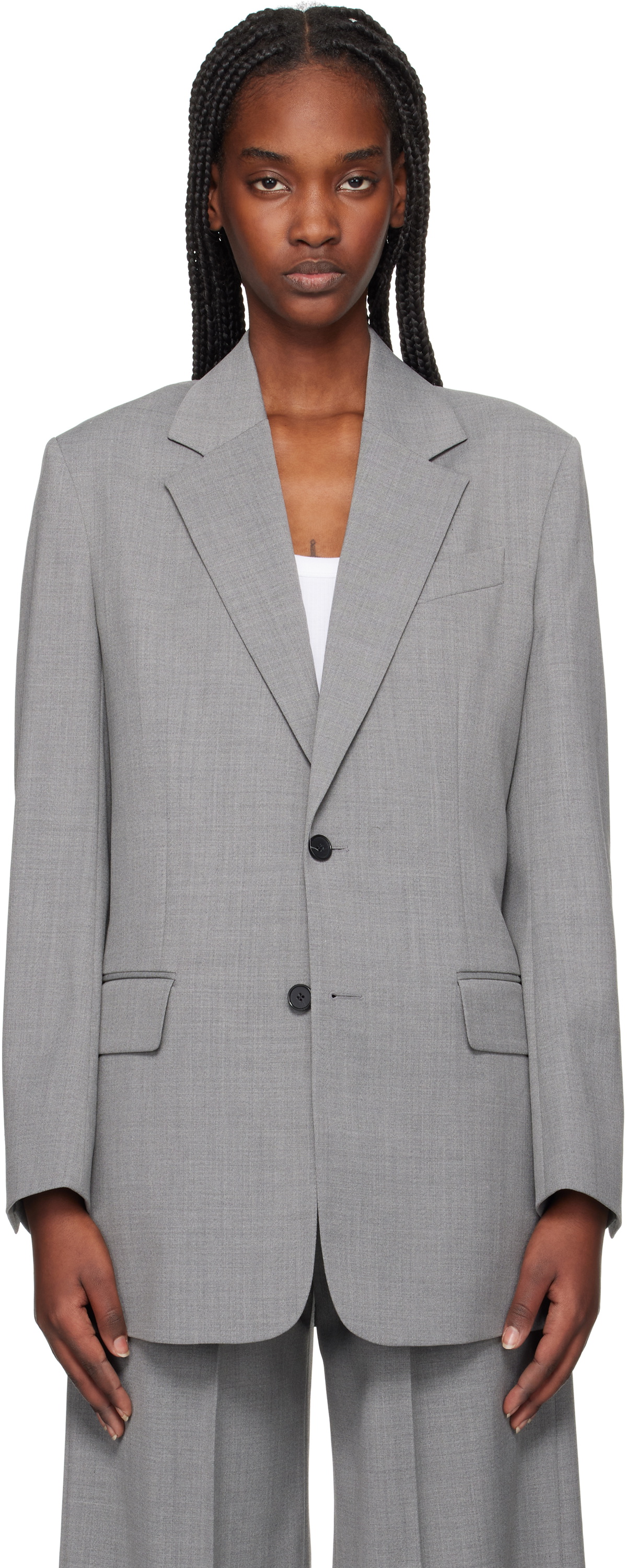 【関税込み】Filippa K グレー Davina テーラードジャケット Davina Oversized Blazer - Sage Melange | Filippa K