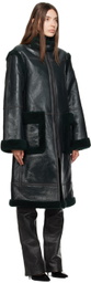 Helmut Lang Khaki Zip Shearling Coat