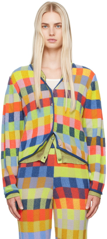 Photo: The Elder Statesman Multicolor Check Cardigan