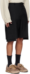 Youth Black Paneled Shorts