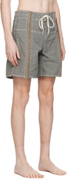 Edward Cuming Gray & Beige Micro-Check Cum Swim Shorts