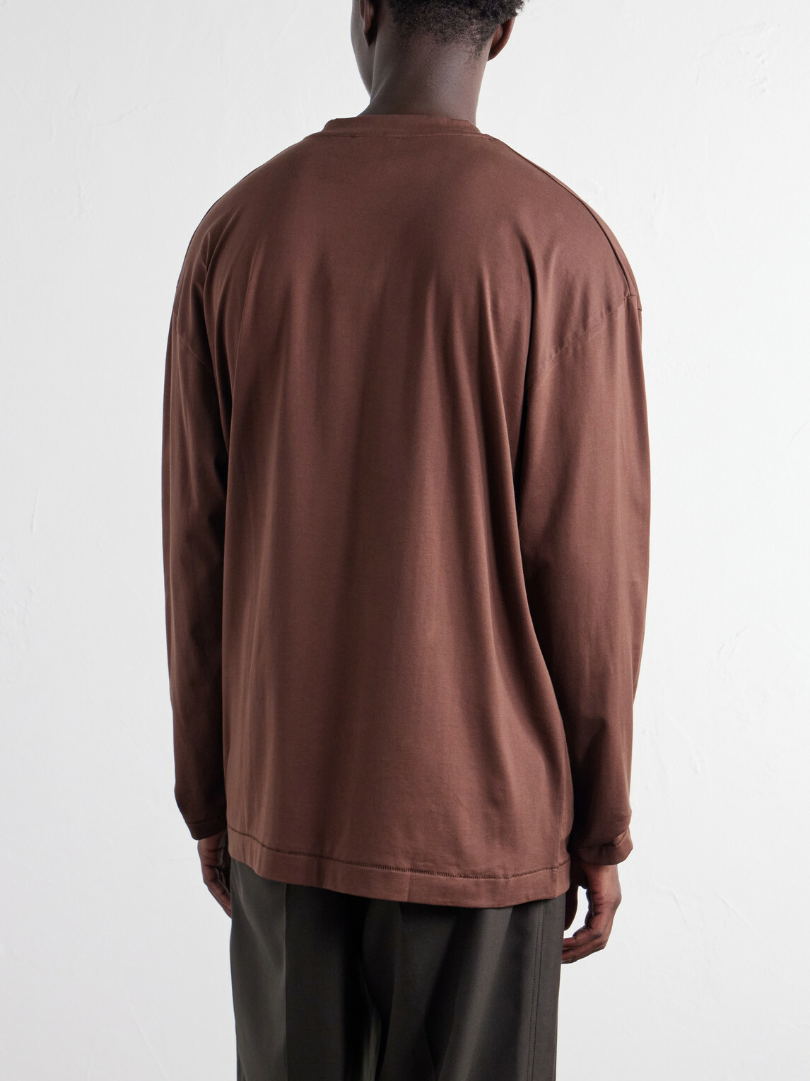 ATON - Cotton-Jersey T-Shirt - Brown