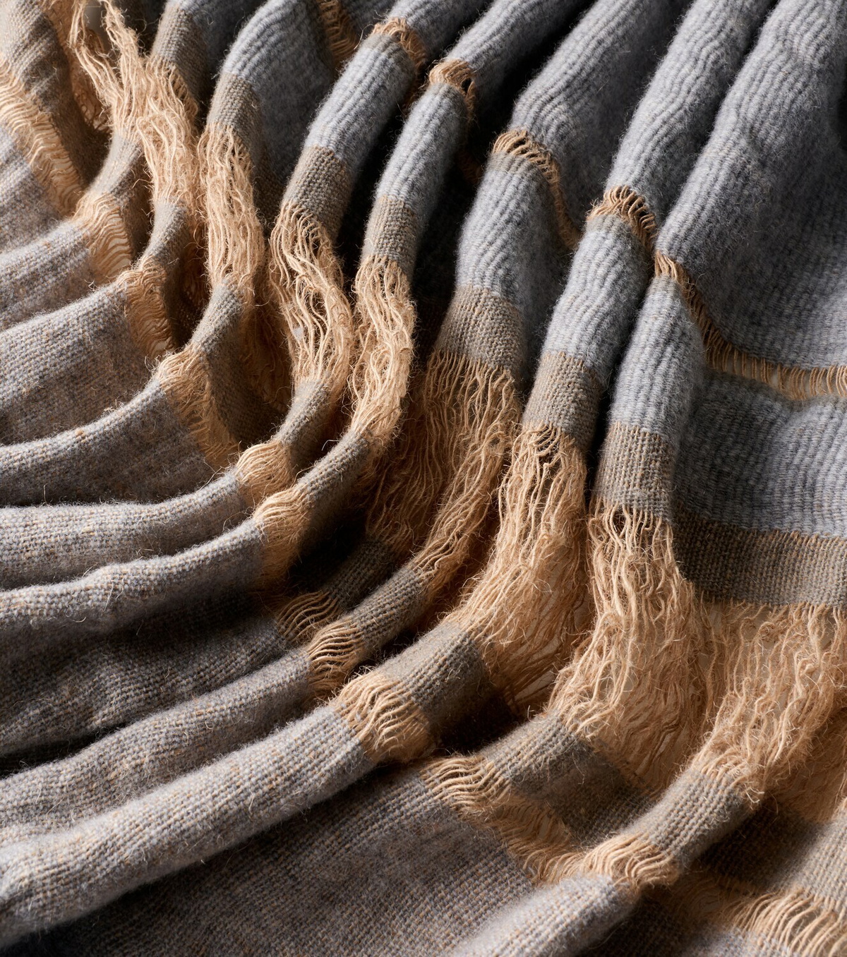 The House of Lyria Xoroi striped jute and wool-blend throw
