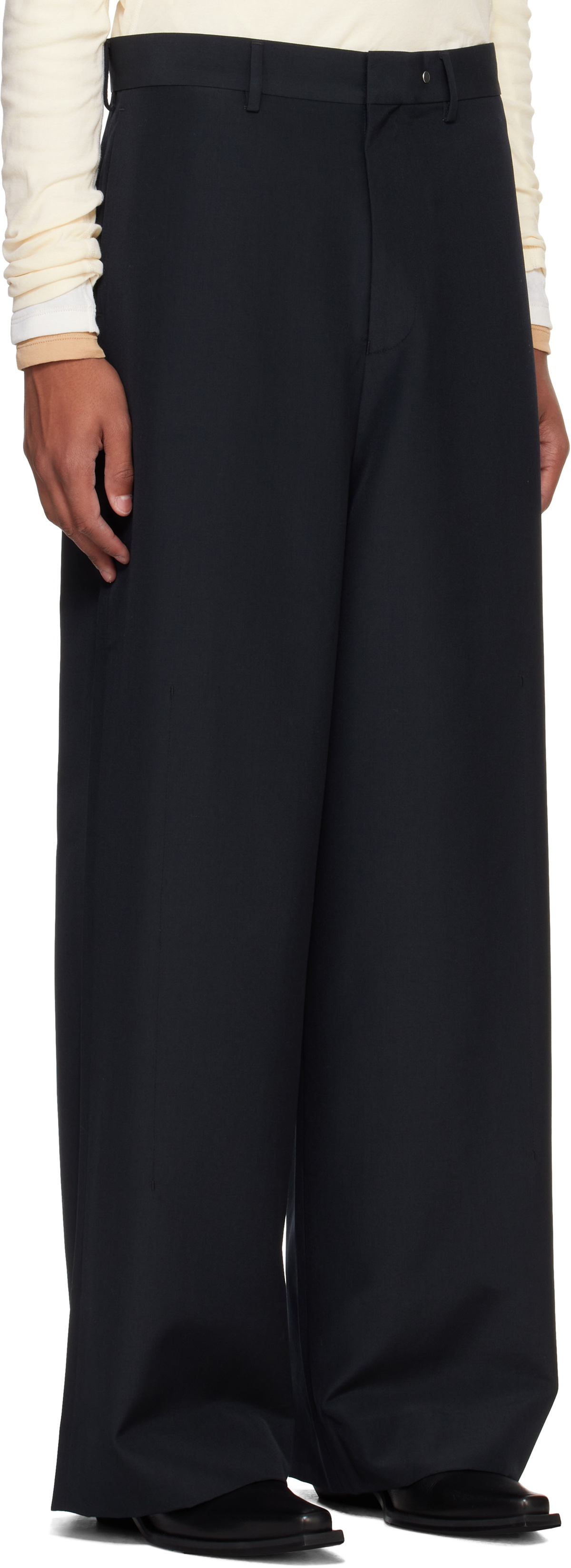 Karmuel Young Black Vacuum Wide Leg Trousers