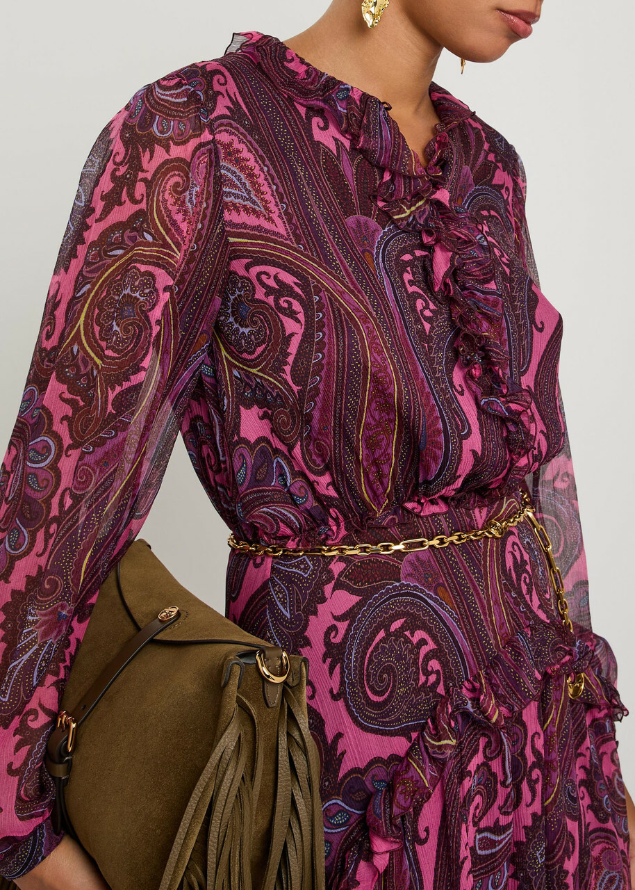 Etro Paisley-print Silk-chiffon Mini Dress Multicoloured