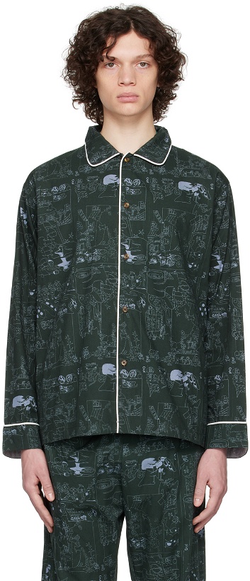 Photo: Brain Dead Green Hedgehog Pyjama Shirt