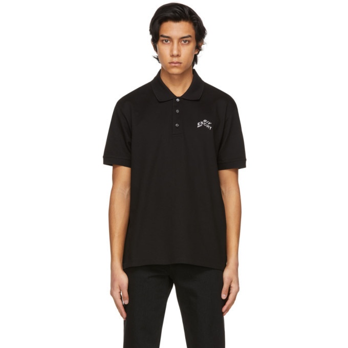 Photo: Givenchy Black Embroidered Refracted Logo Polo