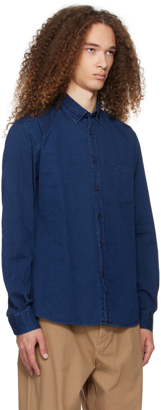 Sunspel Indigo Button Down Denim Shirt Sunspel