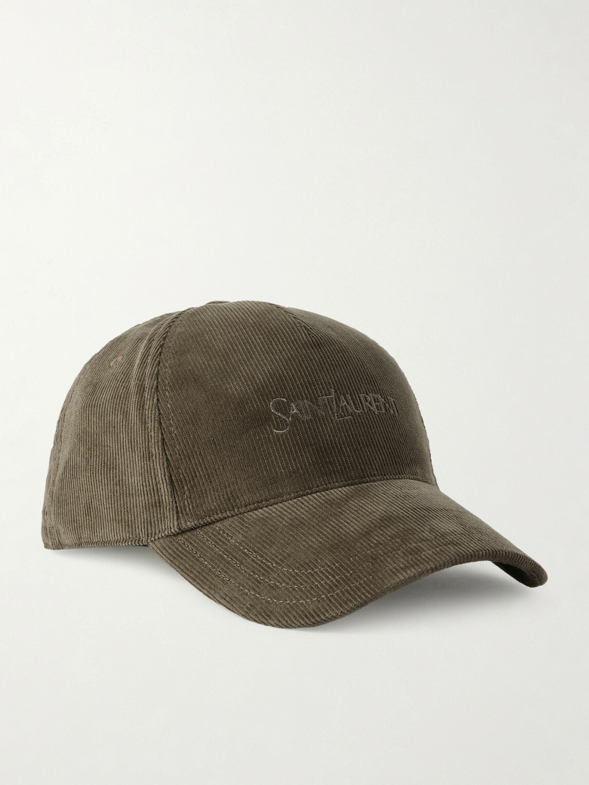 SAINT LAURENT - Logo-Embroidered Cotton-Corduroy Baseball Cap - Green
