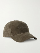 SAINT LAURENT - Logo-Embroidered Cotton-Corduroy Baseball Cap - Green