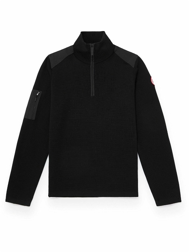 Photo: Canada Goose - Stormont Slim-Fit CORDURA-Trimmed Merino Wool Half-Zip Sweater - Black