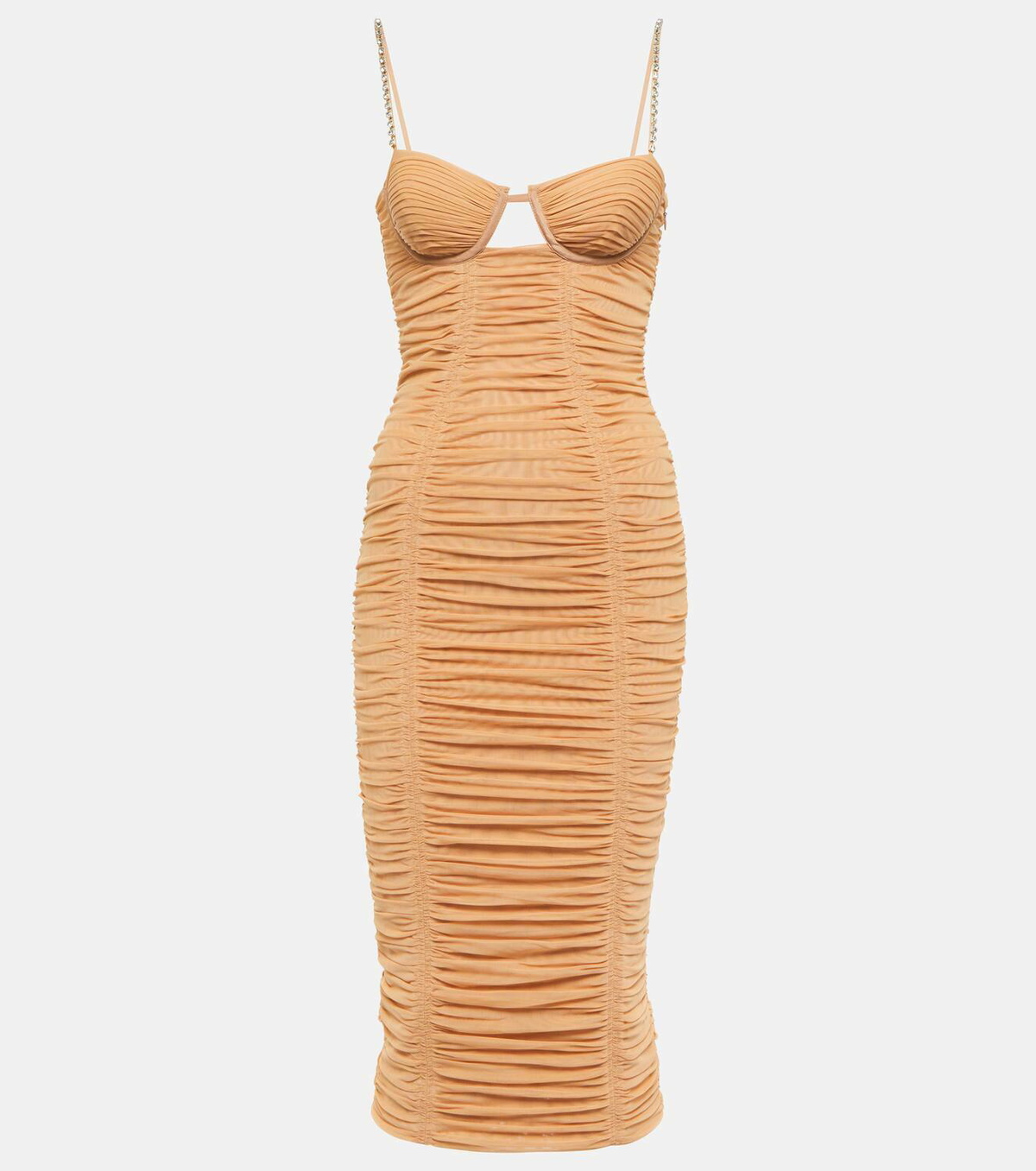 Self-Portrait Embellished ruched midi dress