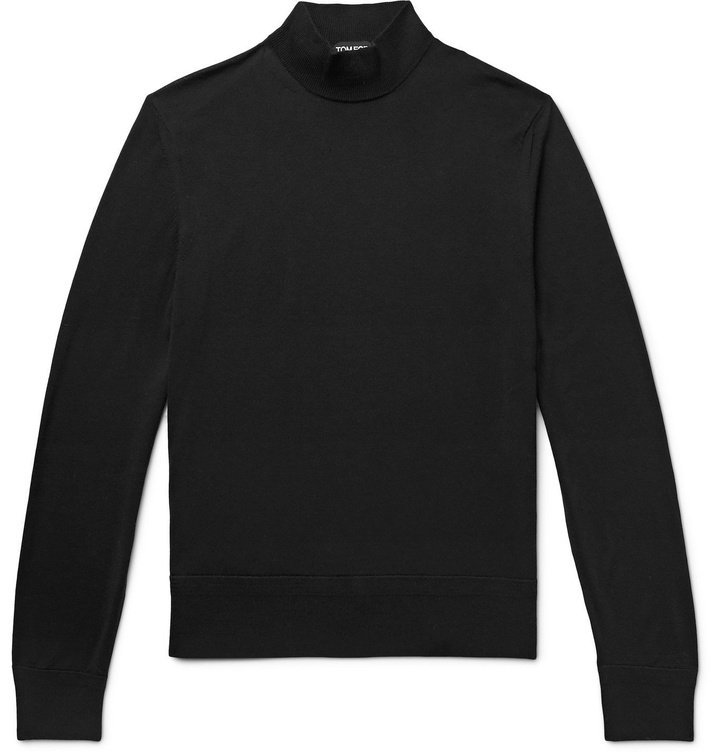 Photo: TOM FORD - Slim-Fit Wool Mock-Neck Sweater - Black