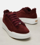 Max Mara Tmaxi Teddy-trimmed suede sneakers