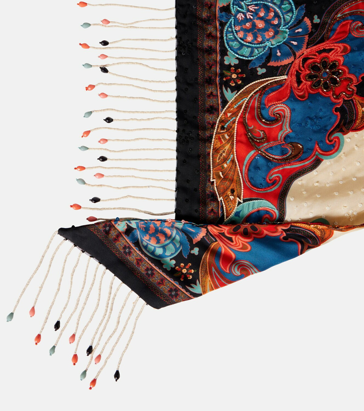 Etro Embellished printed silk scarf