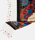 Etro Embellished printed silk scarf