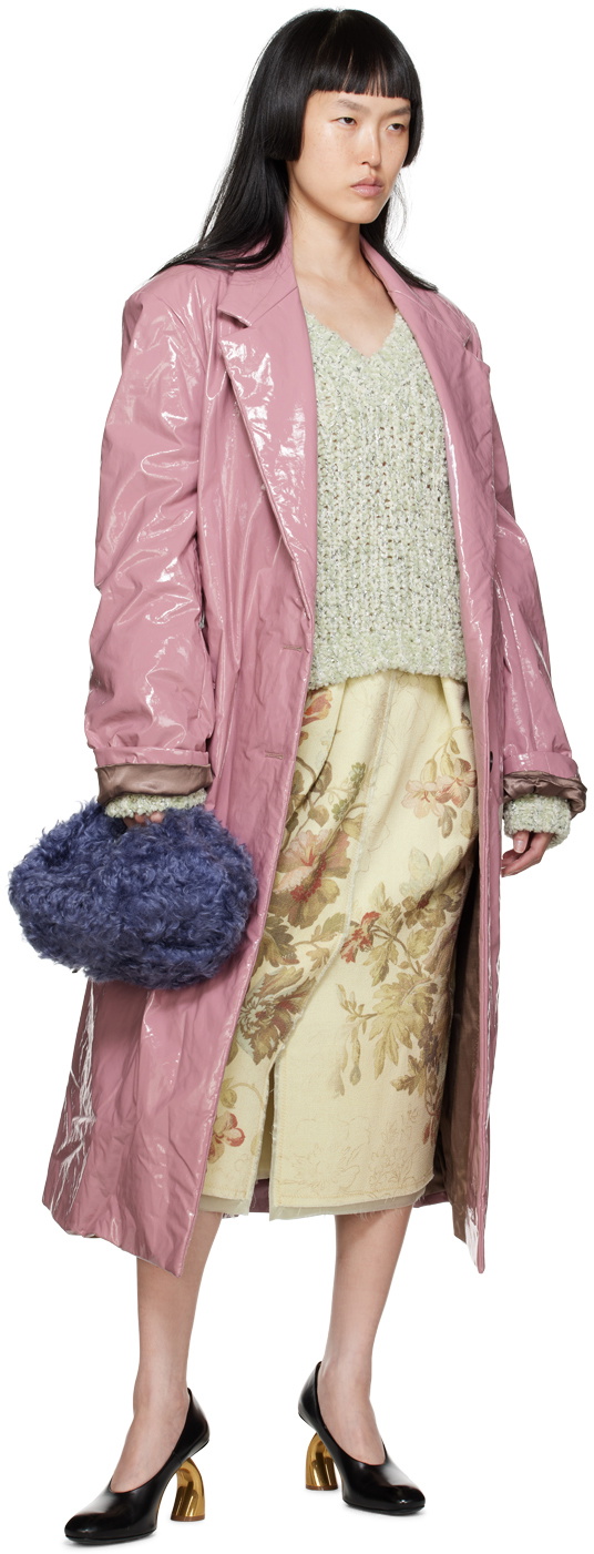 Dries Van Noten Pink Lacquered Coat Dries Van Noten