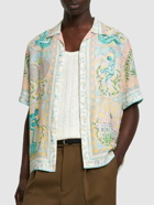 CASABLANCA Cuban Collar Linen Short Sleeve Shirt