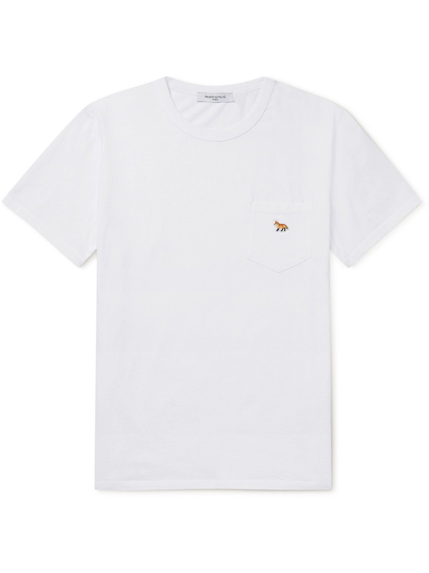Photo: MAISON KITSUNÉ - Logo-Appliquéd Cotton-Jersey T-Shirt - White