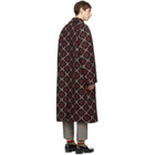 Gucci Black and Red GG Diamond Coat